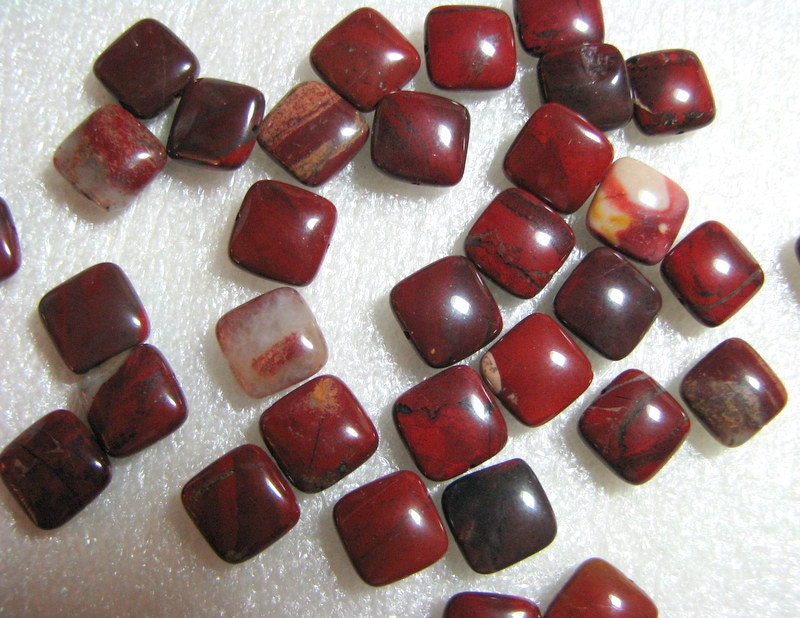 Apple Jasper Puff Squares bead destash