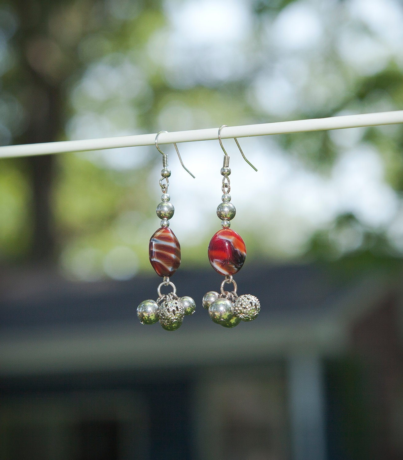 Hot Lava Beaded Dangle Earrings