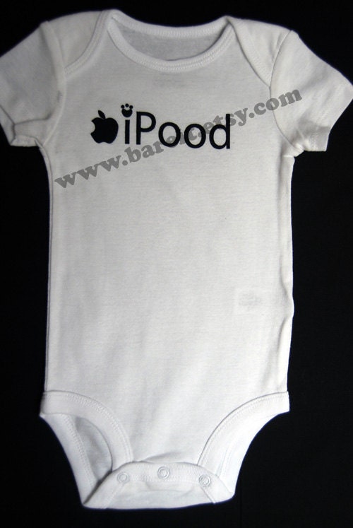 Final Sale / Clearance / Error Ipood Cute Baby Humor Funny Onesie/Creeper/Bodysuit Inspired by Apple iPod/iPood Size 6 month Color White