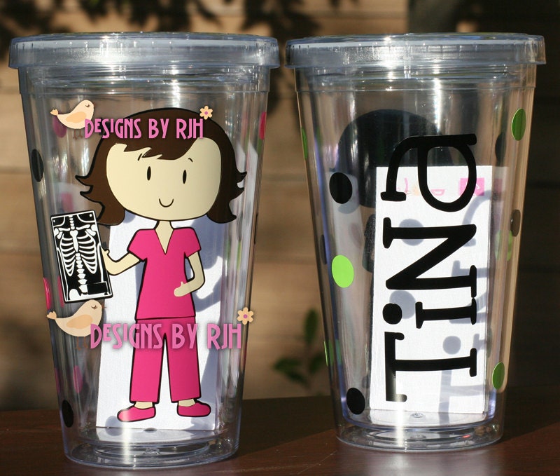 Personalized Nurse Tumbler -  Dental Hygienist, X-Ray Tech - Travel Cup - Nurse's Week - Choose Your Nurse Style and Colors - Great Gift