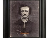 Edgar Allan Poe Art Print Photograph Portrait Altered Prim Steampunk Gothic on Upcycled 1930s Dictionary Book Page 8x10