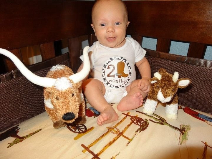 Western Monthly Onesie Stickers...Favorite Baby Shower Gift for New Mom and Baby Boy...Cowboy Baby