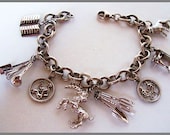Vintage Charm Bracelet Signed Sterling Silver 925 Loaded Book Zodiac Dog 42 Gms