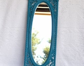 Vintage Ornate Mirror You CHOOSE COLOR - Upcycled Resin Syroco Homco Scrolly Wall Mirror Teal Aqua Lime Green Yellow White Grey Pink Purple