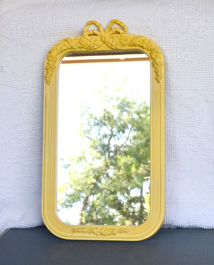 You CHOOSE Color.....Large Vintage Ornate Mirror - Upcycled Resin HomcoFloral Wall Mirror Yellow White Nursery Girl Bedroom Modern Decor