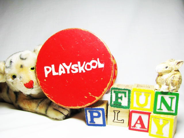 Vintage Playskool Hourglass Timer TOY-Retro Midcentury MOD Photo Prop DECOR-Primary Colors-1950's 1960