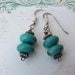 Handsome Sterling Silver Dangling Earrings with Turquoise Beads