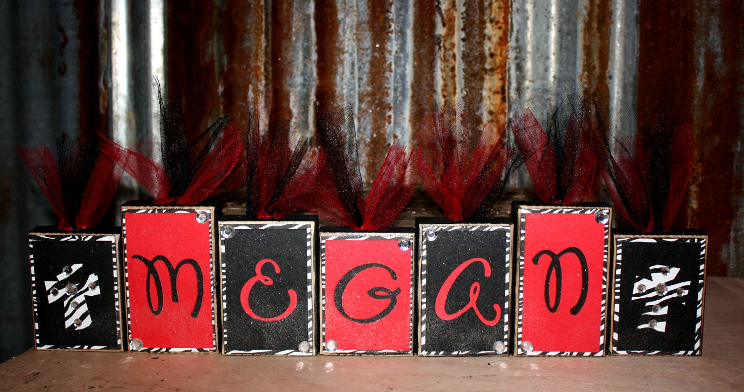 Personalized Customized Wooden Name Blocks, Initials, Home Decor/Office, Child's Room, Sports Team, Holiday, Wedding, Gift