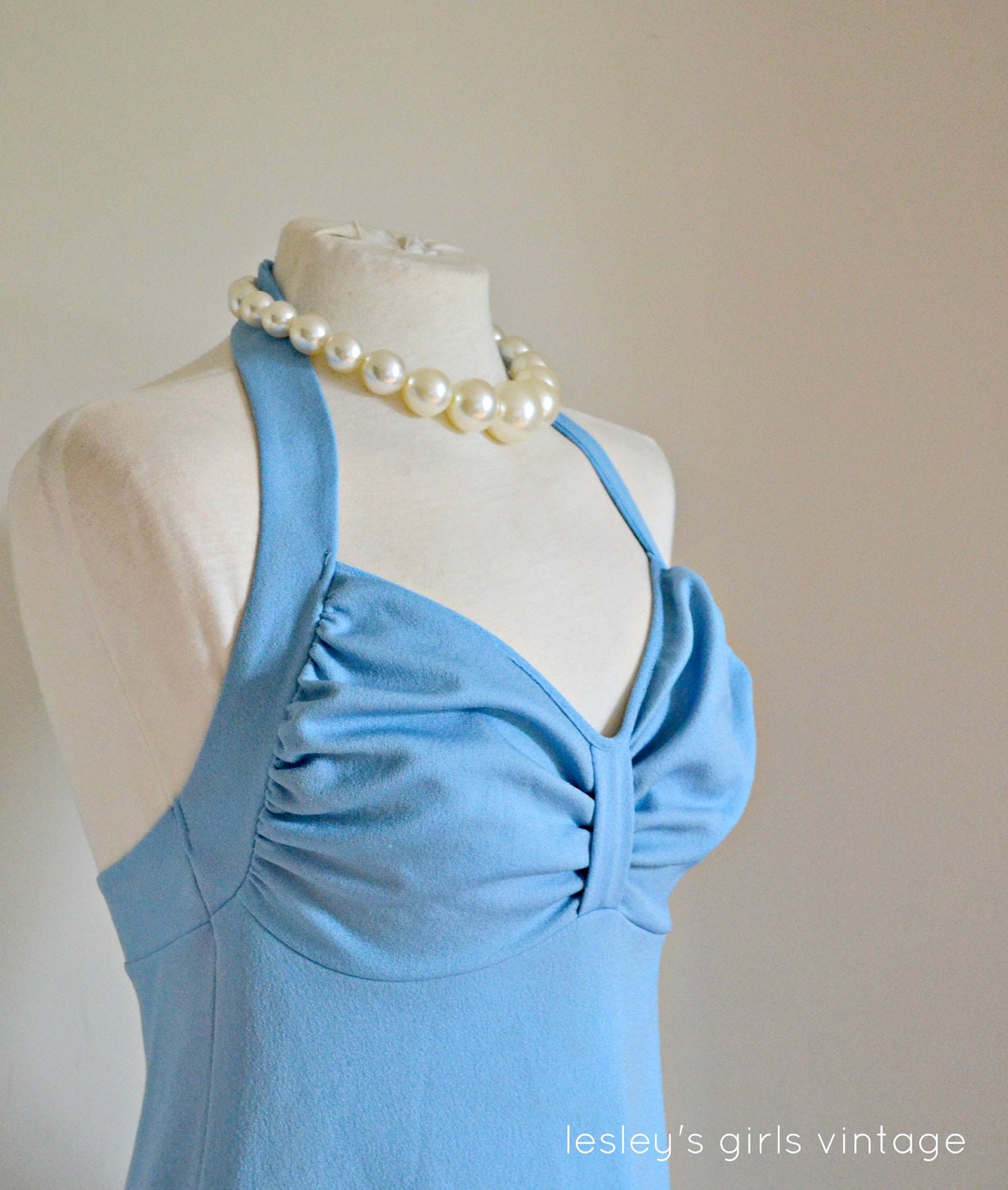 Vintage Maxi Dress- Blue 1970s Evening Dress (small size) // "Ice Dress" from Lesley's Girls Vintage