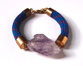 Amethyst-chunk blue paracord bracelet