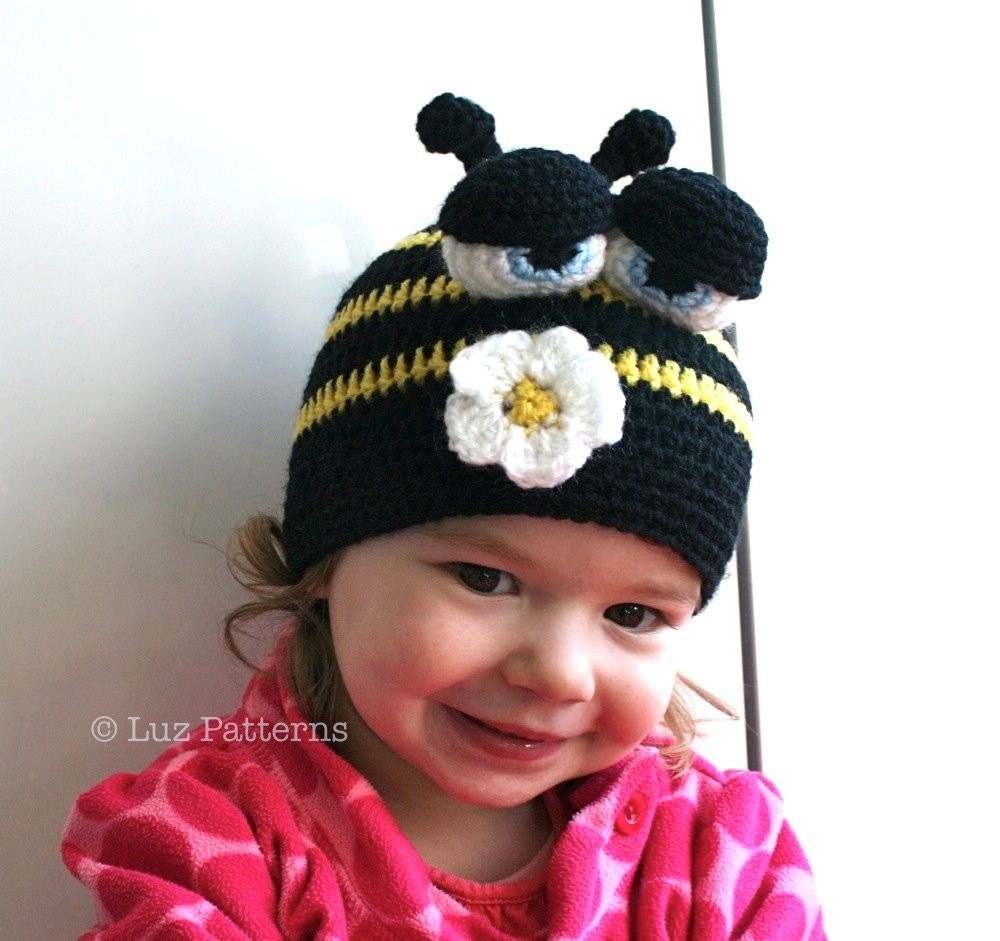 Crochet hat pattern, crochet baby busy bee hat pattern, crochet animal hat pattern (47) from newborn to adult, all sizes INSTANT DOWNLOAD