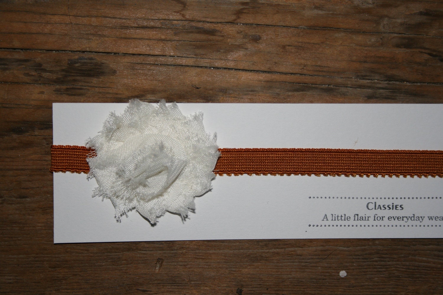 Ivory Petite Shabby Rose on Stretch Headband, Spice Brown OR Choose from OVER 50 Color/Styles: All proceeds go to kids' college fund