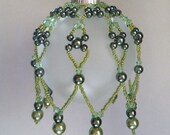 Beaded Christmas Ornament  Cover  Christmas Tree Decorations  Green Crystal Seed Bead Ornaments