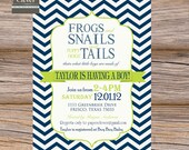Boys Baby Shower Invitation frogs snails & puppy chevron stripe - printable,digital Il_170x135