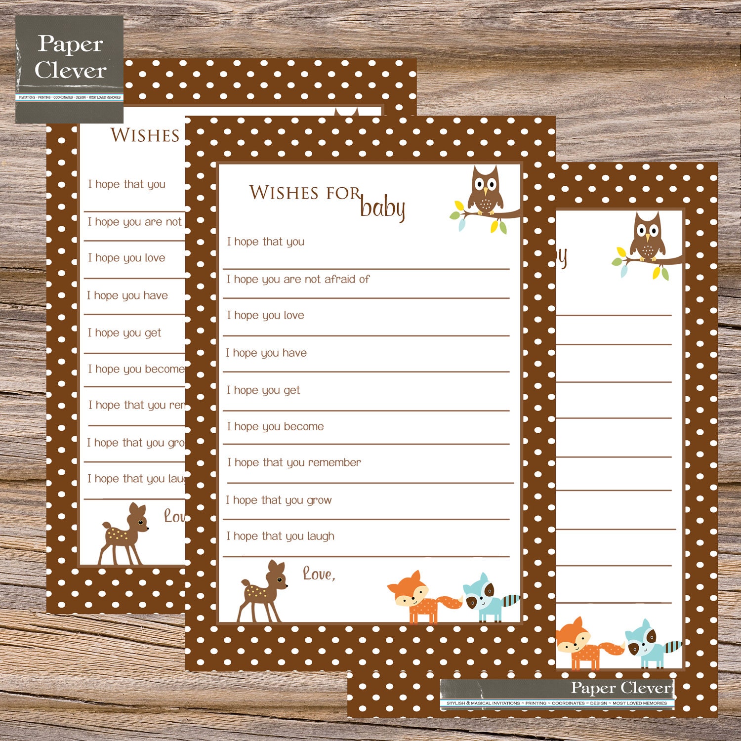 Well Wishes for Baby Woodland Animal - INSTANT DOWNLOAD, printable #35467 Il_570xn