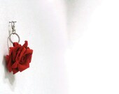 Red suede rose keychain - LunaBluandCo