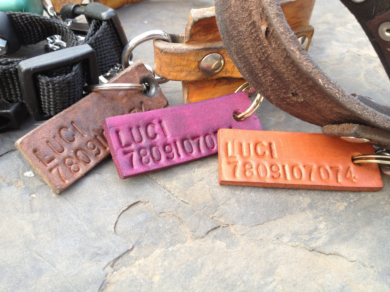 Dog ID Tag - Custom Stamped Leather