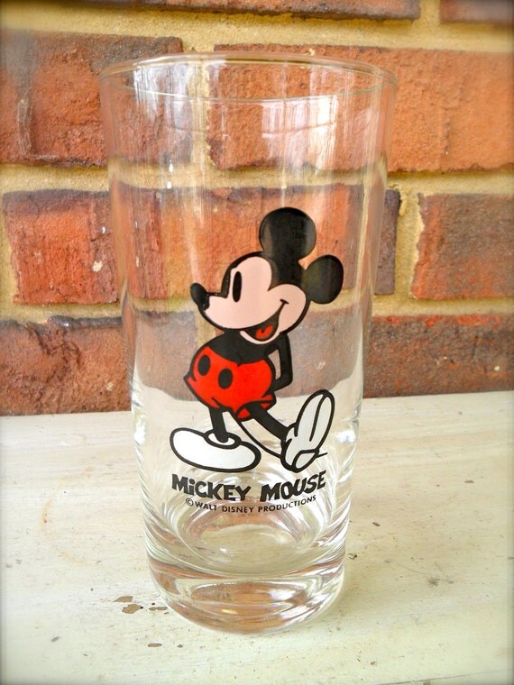 Vintage Mickey Mouse drinking Glass by SouthernWhimsicality