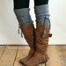 SALE Alpine Thigh High Slouch Sock - Mid Grey thick cable knit socks w/ fold over cuff and tassel tie - boot sock leg warmer (item no. 6-10)