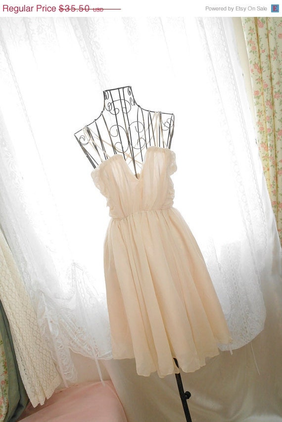 10% OFF SALE Sweetheart Elegance Cocktail Party Prom GODDESS handmade drape ivory beige chiffon crosses double straps deep V dress