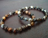 Men's Strength & Wisdom Mala Bracelet Stack - Red Sardonyx and Tibetan Bone - Yoga, Buddhist, Meditation, Prayer Beads, Jewelry