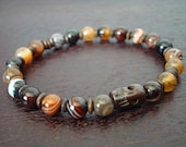 Men's Wisdom & Positivity Mala Bracelet - Red Sardonyx and Tibetan Bone - Yoga, Buddhist, Meditation, Prayer Beads, Jewelry