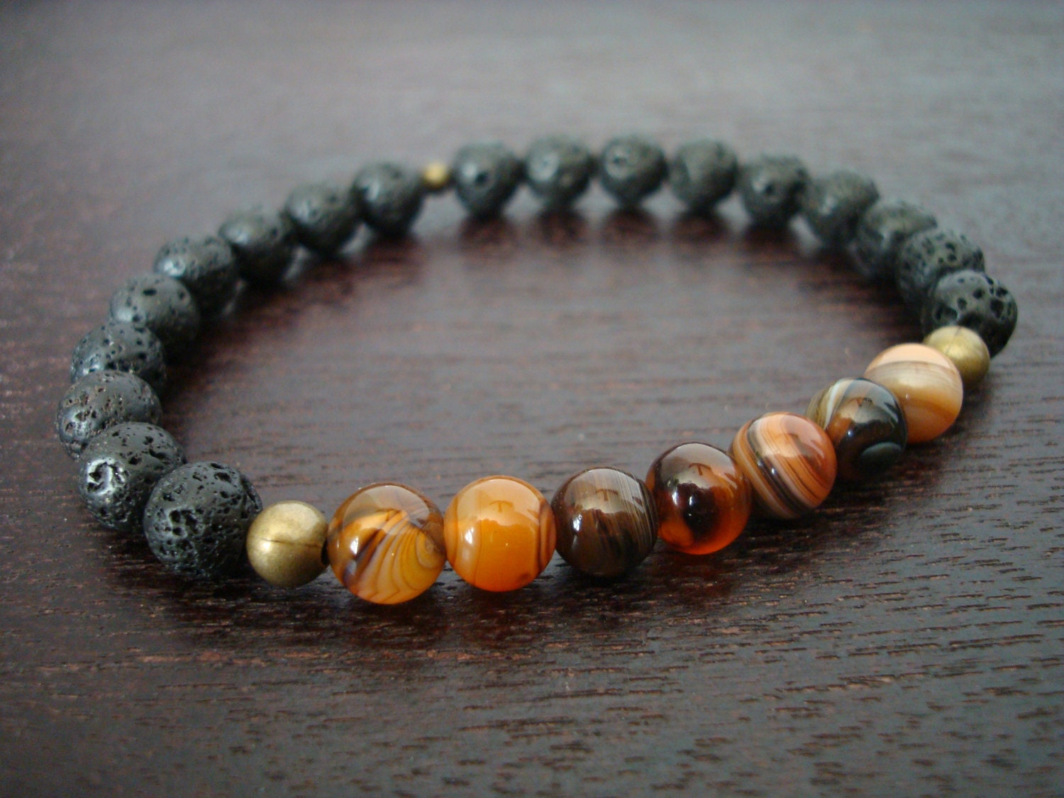 Men's Strength & Positivity Mala Bracelet - Red Sardonyx and Black Lava Stone Layering Mala Bracelet - Yoga, Buddhist, Prayer Beads, Jewelry