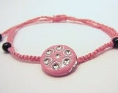Shamballa Bracelet Pink Adjustable Bracelet Fiber