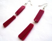 Upcycled jewelry pink eco friendly earrings made of recycled plastic bottle modern minimalist geometric