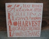 Fall / Autumn / Harvest  -- Painted Wooden Subway Art Sign