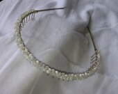 wire wrapped beaded headband  - white crystal bridal