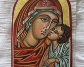 Mother of God with Child Jesus. Byzantine icon handpainted.