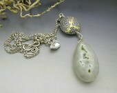 Fine Silver Solar Quartz Gemstone Pendant Necklace
