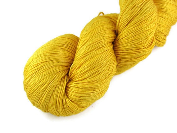 Silk Yarn Lace Weight Silk Yarn Spun/ Queen Silk yarn Canary Yellow