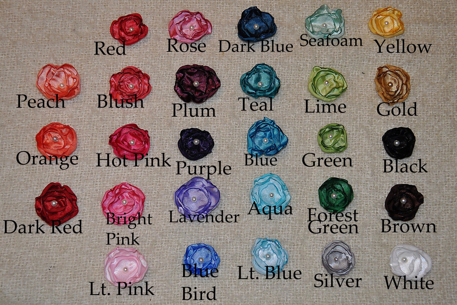 Flower Headband with pearl center, baby, girls, teen, adult, MULTIPLE COLORS