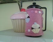 Pink Cupcake Appliqued Coffee Pot Cover