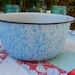 Price Reduced ...  Vintage Granite Pot Light Blue Enamel Graniteware Bowl