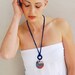 Blue ceramic multi colored unique pendant Handmade by Aliquid