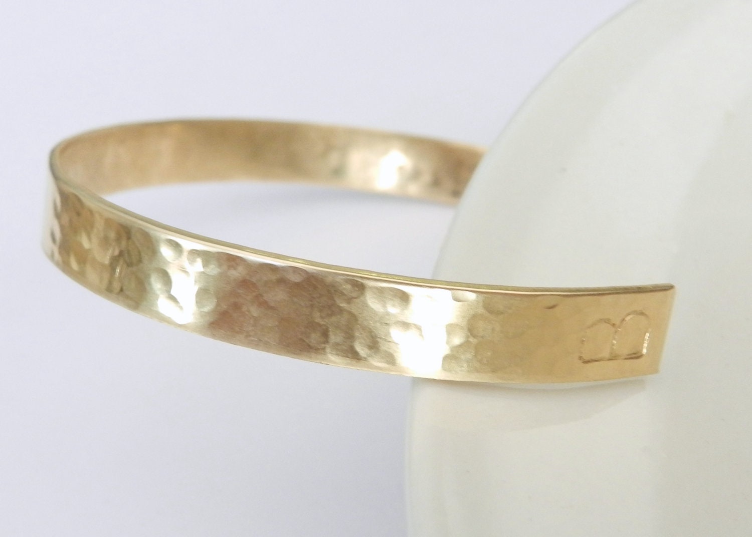 Personalized gold hammered cuff