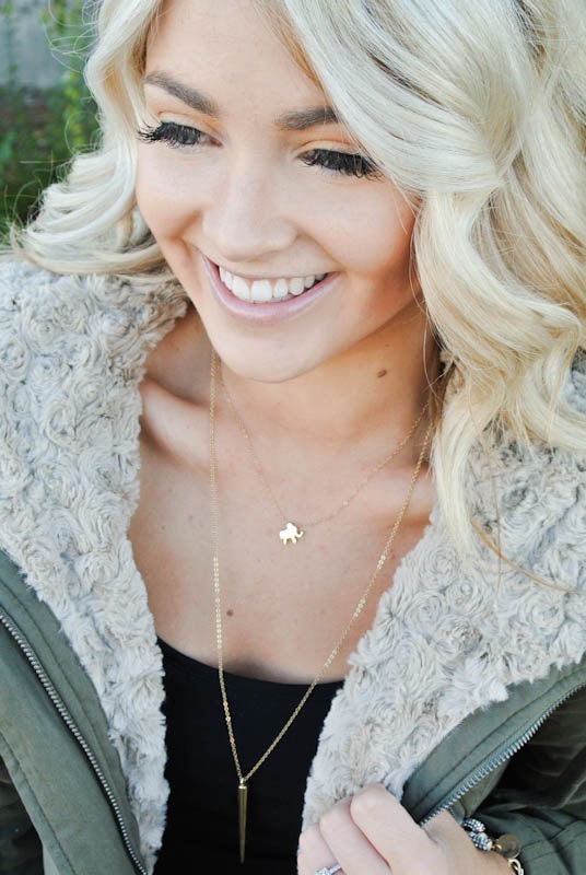 Lucky Elephant necklace with 14k gold filled chain.