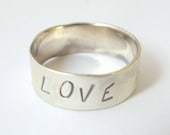 Message Ring Sterling Silver Ring with LOVE HOPE DREAM  Message/Made to order