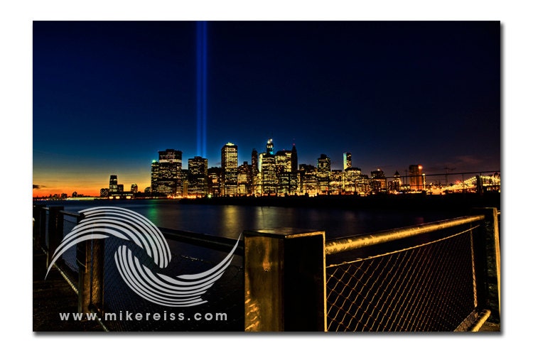 9/11 Tribute in Lights - Brooklyn, New York - 6x8 Image on 8x10 Media