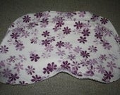 Contoured Baby Girl Burpcloths in Purple Flowers Cotton Flannel and White Striped Minky - Set of 2