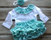 Aqua Ruffle Bloomers, Ruffle Diaper Cover, Orange Yellow Birthday Baby Bloomer Ruffle Bloomer Toddler Ruffle Butt Rufflebutts 5441 NL P2