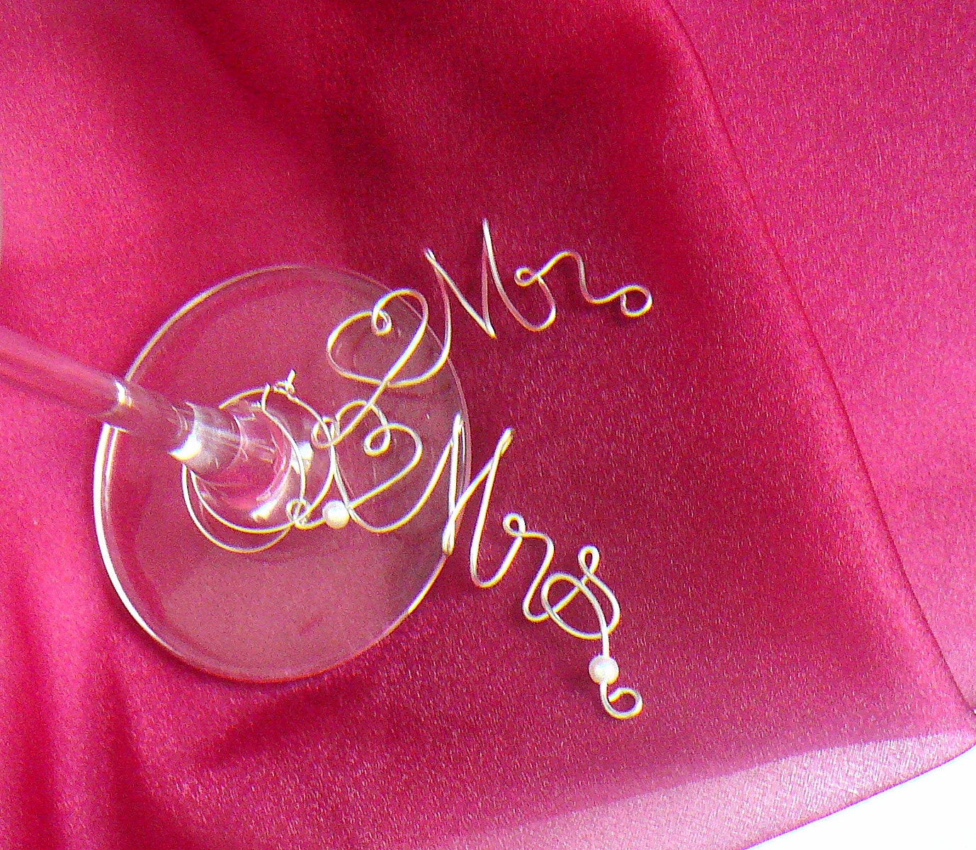 Wedding Decorations, Bride & Groom Wine Glass Charms, Mr Mrs
