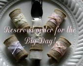 Burlap wedding table decor, Silverware holders for weddings, country wedding place settings, French Victorian wedding