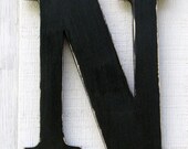 3 D Large Wooden Letter "N" 12 inch Tall Distressed in Black Rustic Shabby Chic Custom Made Solid Wood You Pick Letter and Color