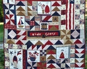 Old Glory Quilt Heirloom Wall Hanging Lap Quilt Pieced and Hand Quilted