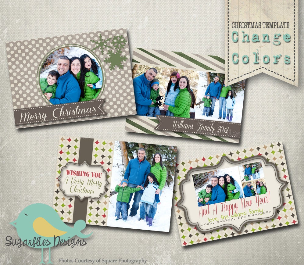 Holiday Christmas Card Templates - 4 PSD Christmas Forest