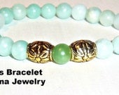 Men's Bracelet "Courage" Pure Genuine Amazonite and Gold Plated Beads